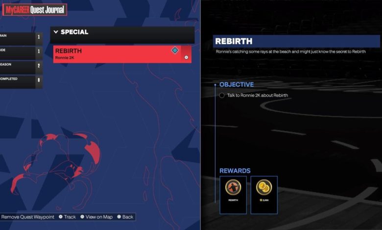 The Rebirth quest will guide you to Ronnie 2K's exact location 