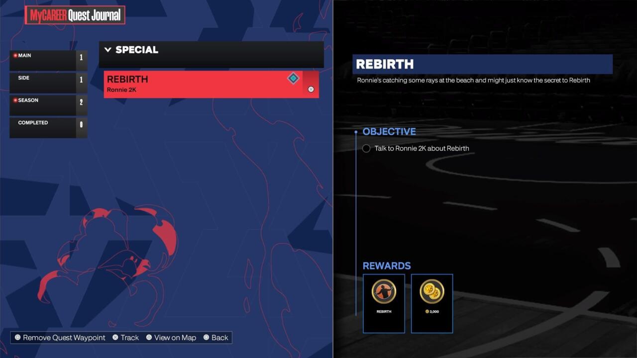 The Rebirth quest will guide you to Ronnie 2K's exact location 