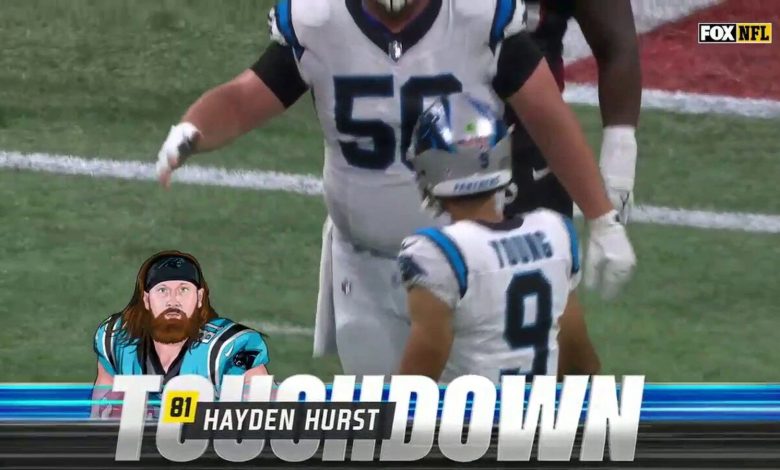 Panthers' Bryce Young finds Hayden Hurst against the Falcons to record his first NFL TD pass
